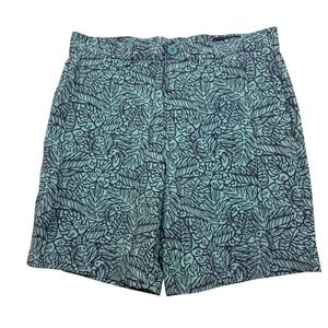 Vineyard Vines Performance Breaker Shorts Mens 32 Turquoise Tropical Leaf Print